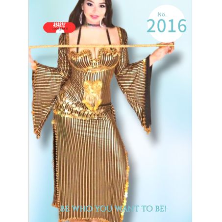 Tenue danse orientale 3 pièces noir doré taille standard tissu élastique