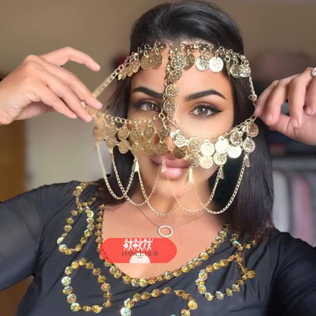 Voile visage pièces de monnaie Couleur dorée برقع معدني اللون الذهبي
