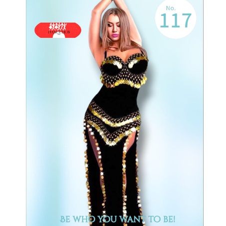 Tenue danse orientale  noir doré taille standard tissu élastique