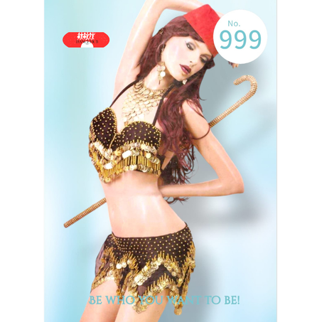 Ensemble danse orientale noir doré 2 pièces taille standard