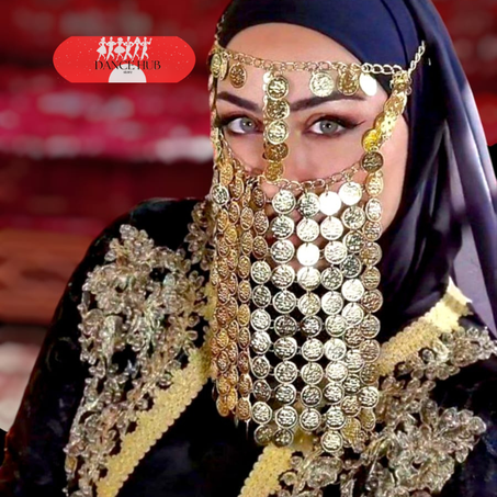 Voile visage pièces de monnaie Couleur dorée  برقع معدني اللون الذهبي