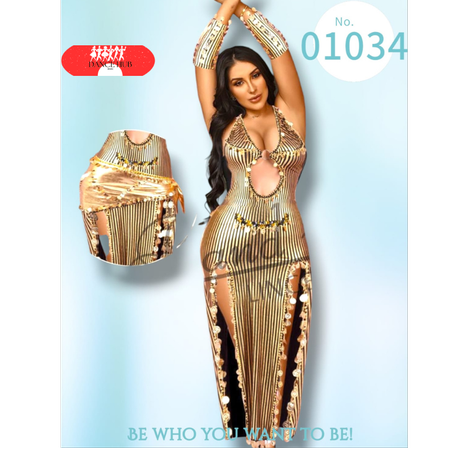 Ensemble danse orientale noir doré 4 pièces taille standard