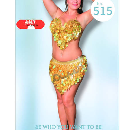 Ensemble danse orientale Couleur dorée 2 pièces taille standard