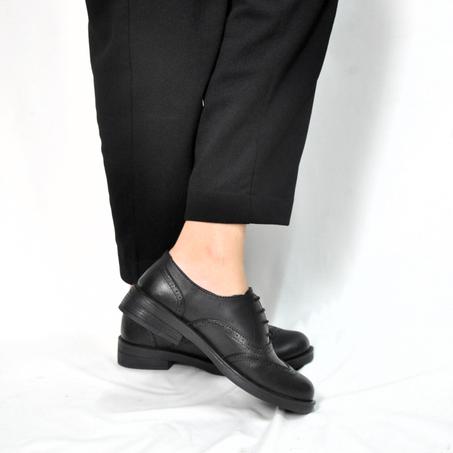 chaussures plates pour femme  CUIR NOIR