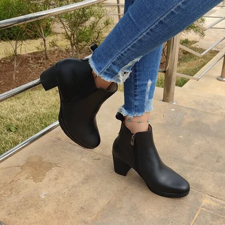 bottines femme 100 % cuir Noir