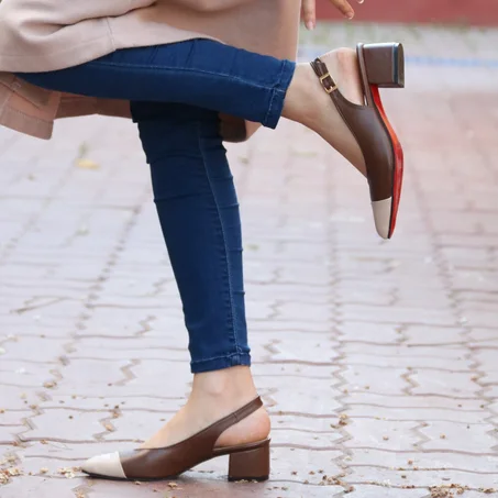 KOUKS Escarpin - Sandale Demi-Talon MARRON / BC