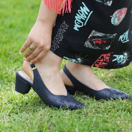 Sandale Demi-Talon - BLEU MARINE DECORATION LAZER