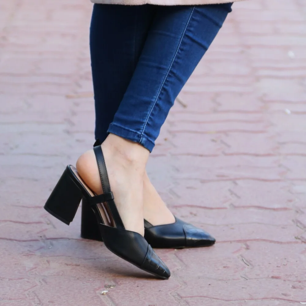 KOUKS  Escarpin - Sandale Demi-Talon NOIR/CROCO