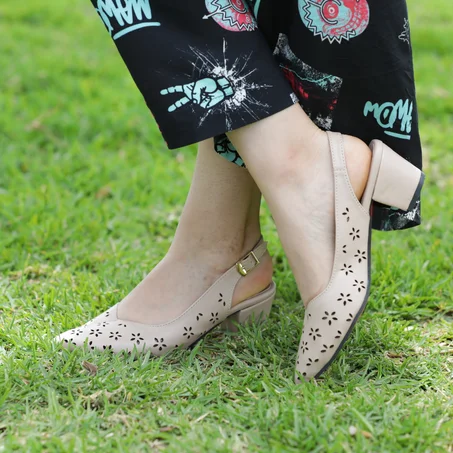 Sandale Demi-Talon - BIEGE DECORATION LAZER