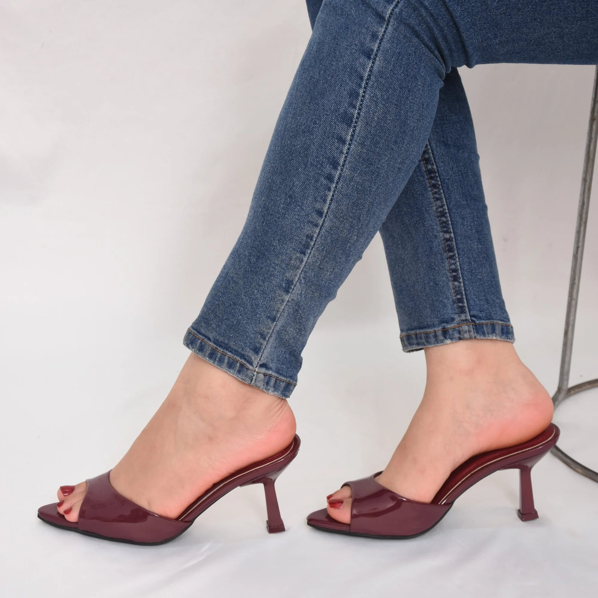 Sandales à talon style mules vert