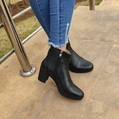 bottines femme 100 % cuir Noir