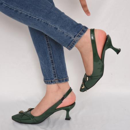 Élégantes escarpins à bout pointu et talon Éguilles -vert