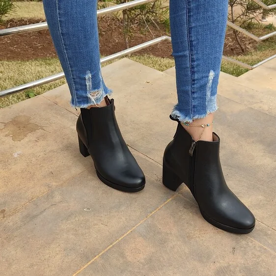 bottines femme 100 % cuir Noir