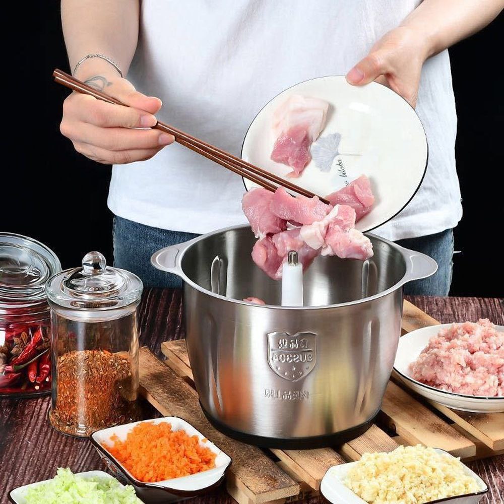 Hachoir électrique en inox 2 vitesses 3L