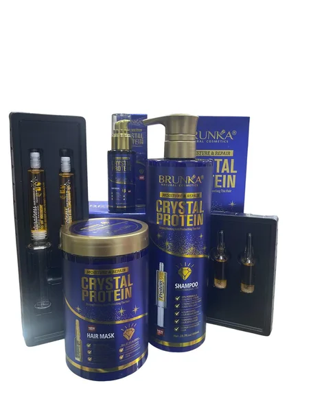 مجموعة  850ml Crystal Protein للعناية بالشعر من Brunka Cosmetics