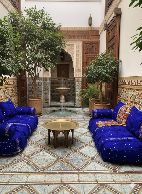 Blue Berber Amazigh Salon - Handmade Moroccan Comfort