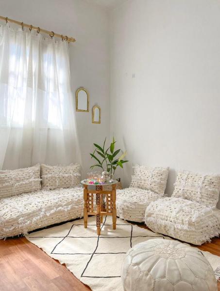 White Berber Sitting - Handmade Moroccan Rest