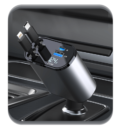 شاحن السيارة 4 في 1 القابل للسحب