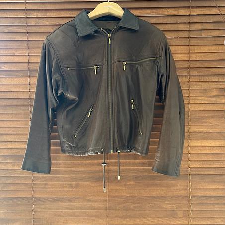 Veste en cuir vintage marron - Fabriquée au Canada