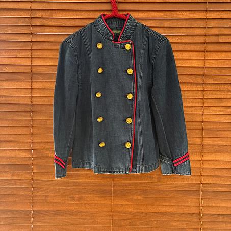 Veste en jean vintage Ralph Lauren style band jacket croisé avec boutons dorés