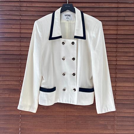 Blazer croisé blanc et bleu marine - Vintage