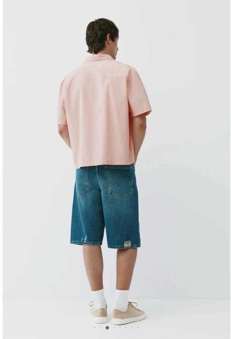 Chemise rayée péche avec texte