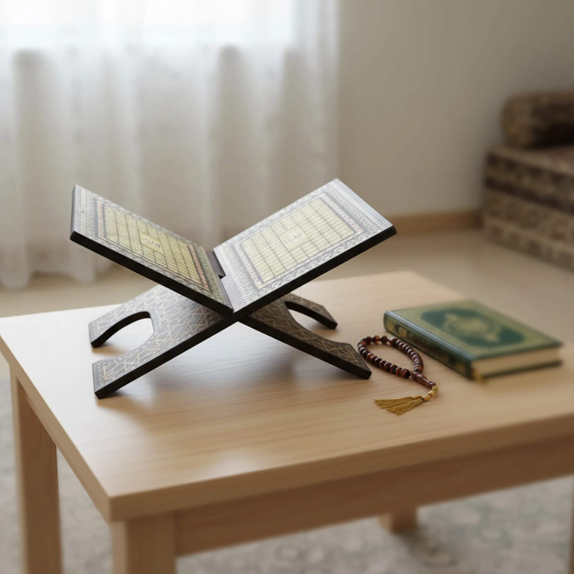 حامل خشبي أنيق للقرآن الكريم , عملي و قابل للطي