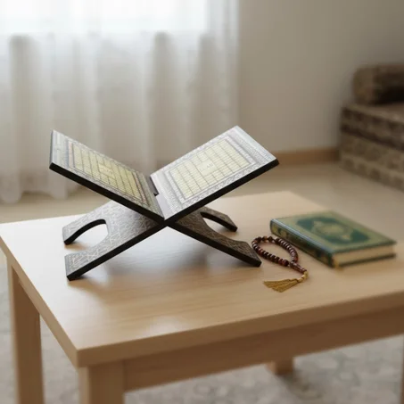 حامل خشبي أنيق للقرآن الكريم , عملي و قابل للطي