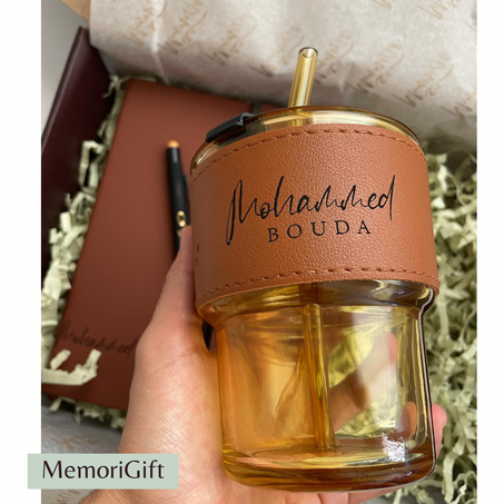 MUG avec Paille en verre Personnalisé