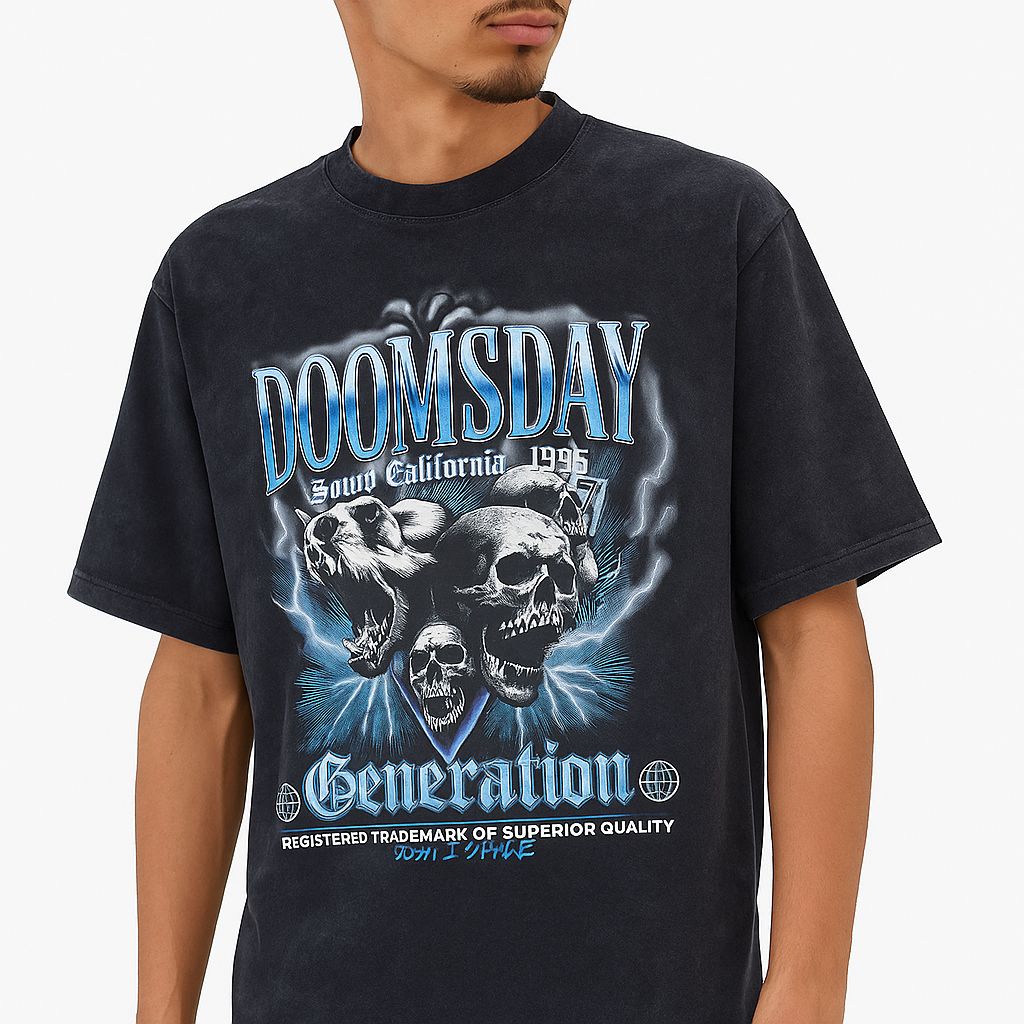 DOOMSDAY Generation T-Shirt - Black Acid Wash