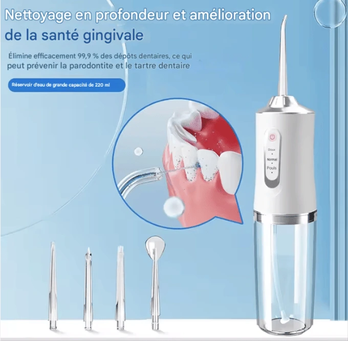 Nettoyeur Dentaire à Eau – 3 Modes & 4 Jets