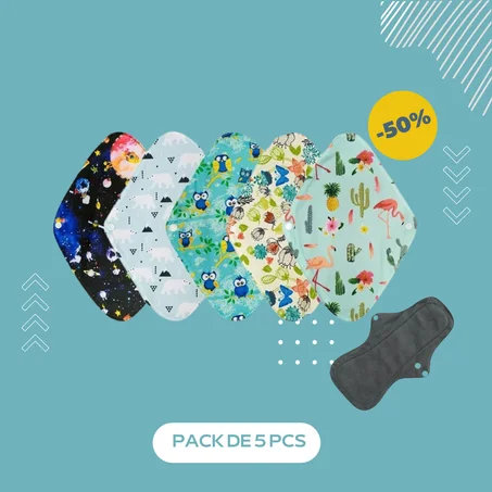 Serviettes réutilisables, utilisables pendant au moins 4 ans (pack de 5 avec pochette offerte )