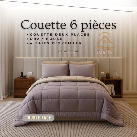 Couette 6 pièces Gris Beige (Deux Places)