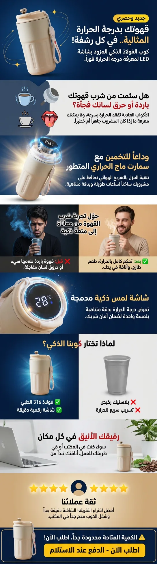 كوب حراري للقهوة والشاي 460ML – عازل للحرارة