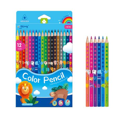 Yalong Design Triangle pôle Animal crayons de couleur professionnel 12 couleurs  YL221010-12
