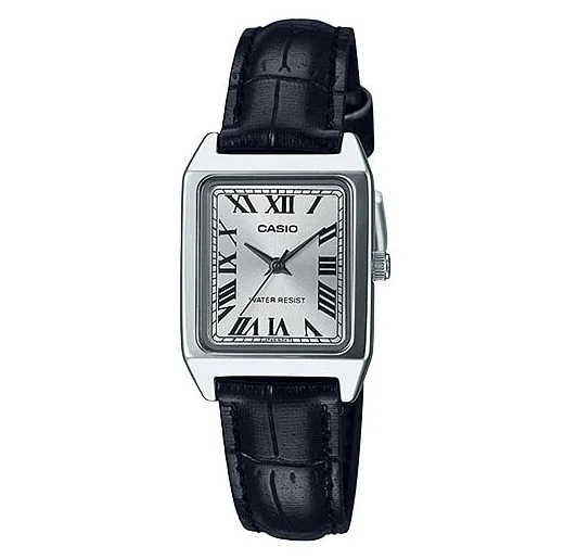 Casio – Élégante montre carrée pour femme – bracelet cuir noir – LTP-V007L-7B1UDF