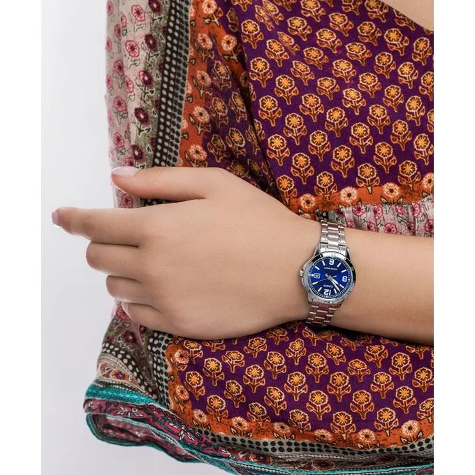 Casio – Cadran bleu – Dateur – Bracelet en acier inoxydable – LTP-V004D-2BUDF