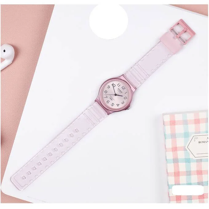 Casio – Rose – Léger & transparente -Étanche – MQ-24S-4B