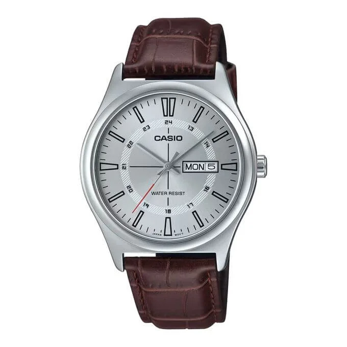 Casio – Marron – Boitier argente – Avec dateur – Dimension B. 38mm – MTP-V006L-7C
