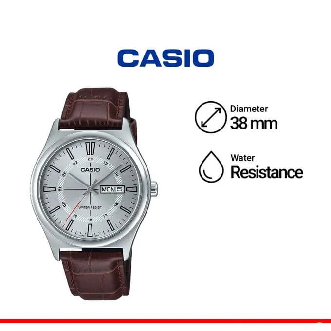 Casio – Marron – Boitier argente – Avec dateur – Dimension B. 38mm – MTP-V006L-7C