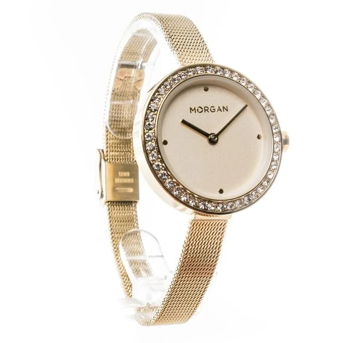 Morgan Montre Femme -Dore Cadran Blanc-Bracelet en mailles milanaises dore -MG008S/1BM