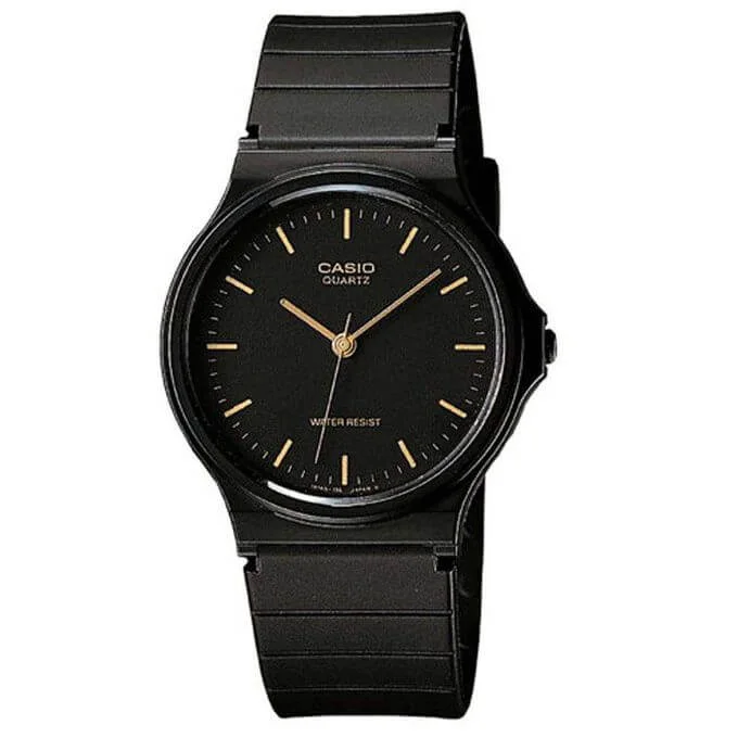 Casio – Design minimaliste et classique en caoutchouc noir – Unisexe – Étanche – MQ-24-1EL