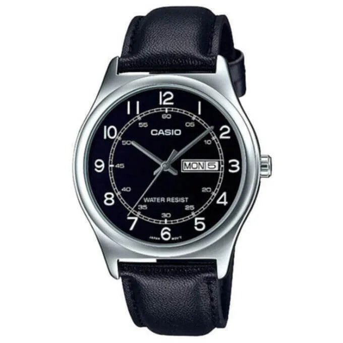 Casio – Montre pour Hommes – Bracelet En Cuir – Noir/Blanc – MTP-V006L-1B2UDF