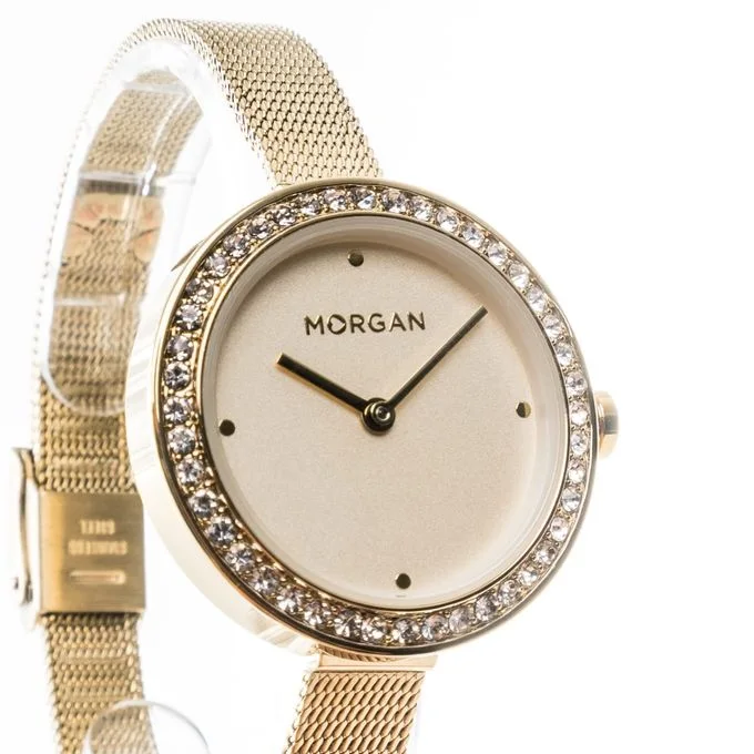Morgan Montre Femme -Dore Cadran Blanc-Bracelet en mailles milanaises dore -MG008S/1BM