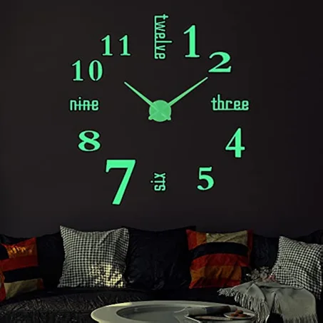 FASHION in THE CITY Relojes de pared luminosos 3D con superficie de espejo, diseño moderno, relojes decorativos para sala de estar (luminoso)