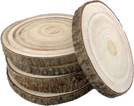 Rebanadas de madera sin terminar, juego de 6 piezas, discos redondos de madera para manualidades, decoración de bodas, centros de mesa, decoración de letreros de puerta (8-9 pulgadas)