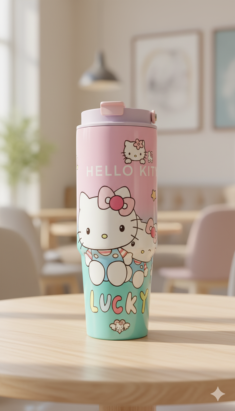 كوب حراري مقاوم للصدأ بتصميم كارتون اللطيف - 900ml