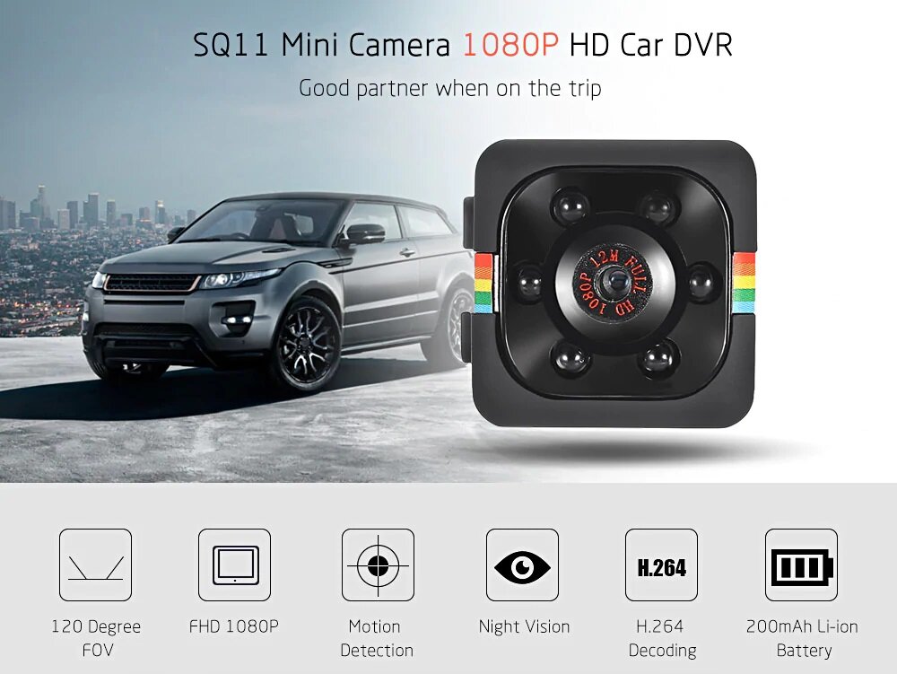 Original SQ11 Mini caméra 1080p HD Micro caméra