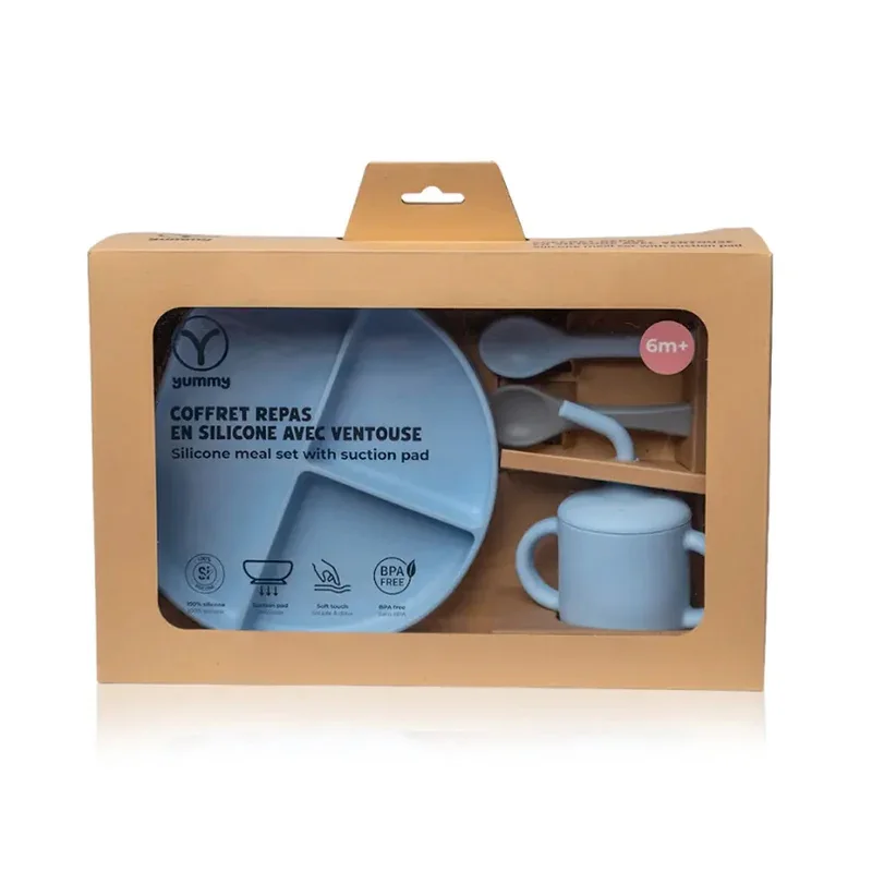 🍼 Coffret repas en silicone – Blush (6 mois +)