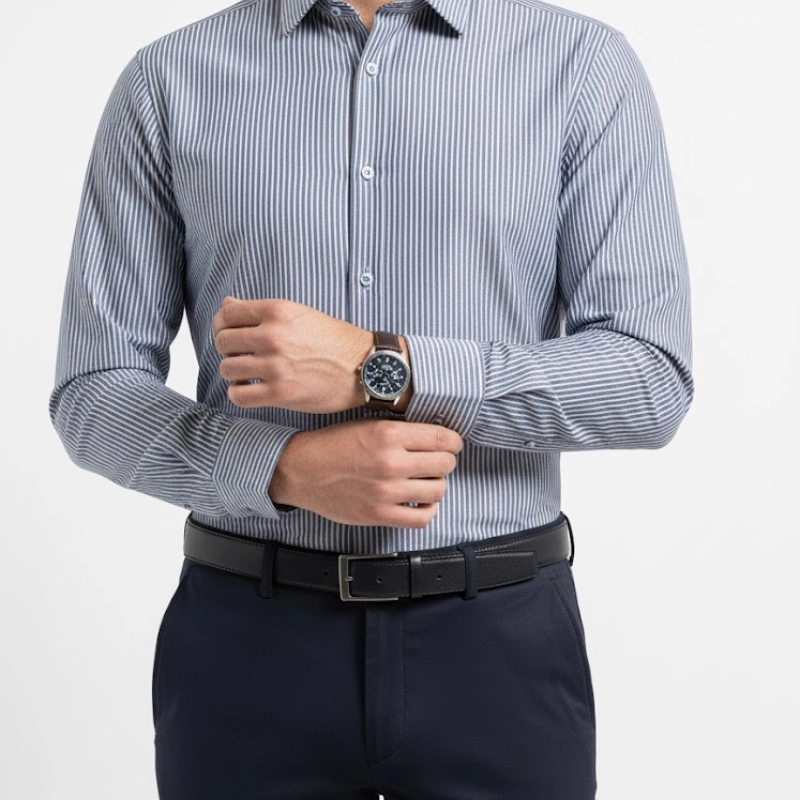 Chemise Habillée Homme Classique Rayée (Pinstripe) Coupe Slim